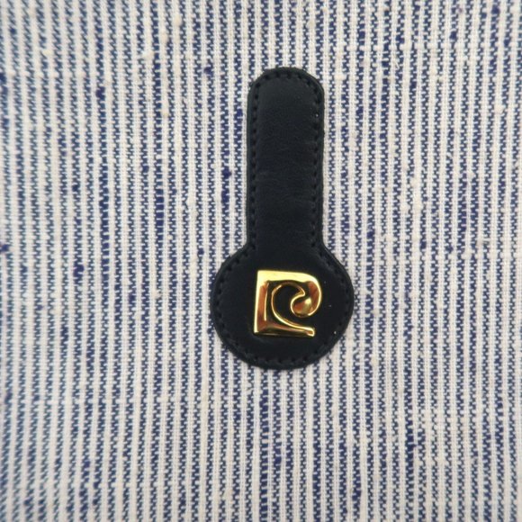vtg PIERRE CARDIN striped fabric clutch w chain strap